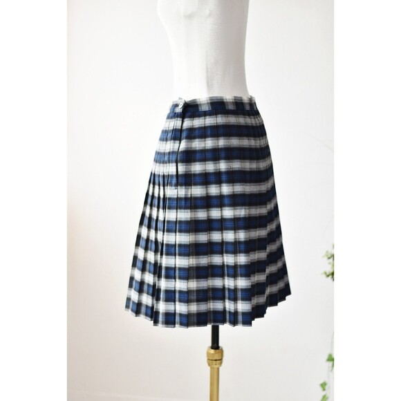 vintage 80s pleated skirt Woman's M Blue Plaid School Skirt Anime Cosplay - Picture 5 of 9